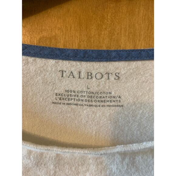 Talbots Authentic Women's Large Cotton Cream Multicolor Stripes Long Sleeve Top - Picture 3 of 5
